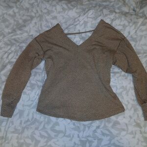 Maurices Off-the-Shoulder Ribbed Sweater in Brown